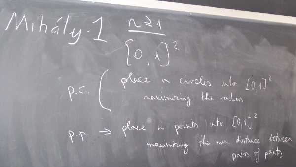 Mih�ly - 1: Packing circles in a square